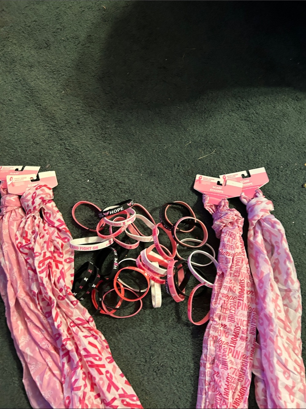 Pink Breast Cancer Awareness Scarf and Bracelet Set